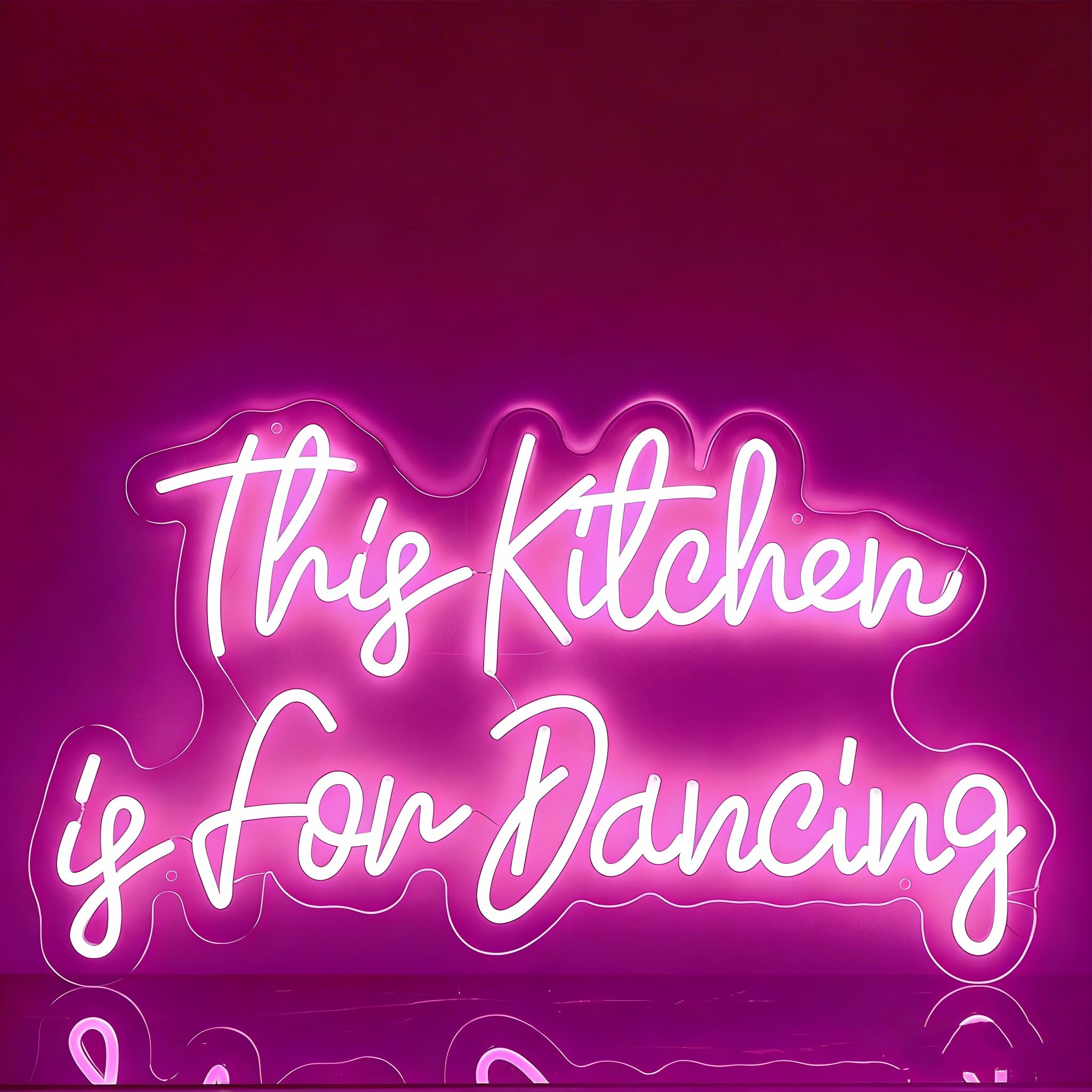 This Kitchen is For Dancing Neon Sign Pink LED Kitchen Wall Decor USB Powered Dimmable Kitchen Quote Light Fun Kitchen Sign for Home Restaurant & Cafe Decor