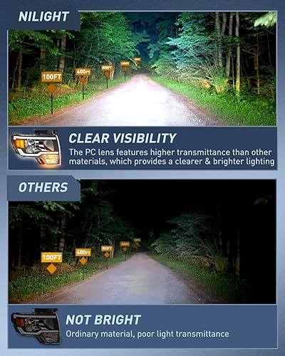 Miniatura 3 de Nilight Conjunto de faros delanteros para Ford F150 F-150 2009 2010 2011 2012 2013 2014, LED DRL, carcasa negra