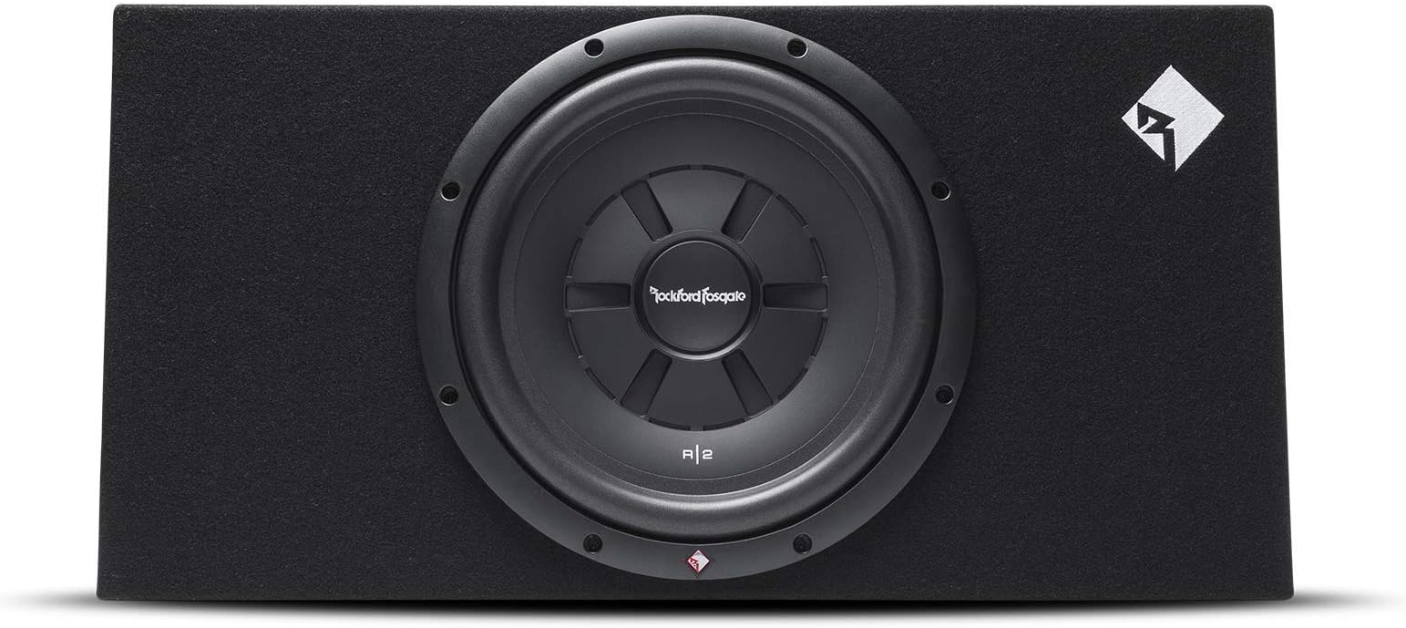 Rockford Fosgate Prime R2S-1X12 Single R2S Slim 12โ Shallow Subwoofer Loaded in a Wedge Enclosure with 250 Watts RMS / 500 Watts Max