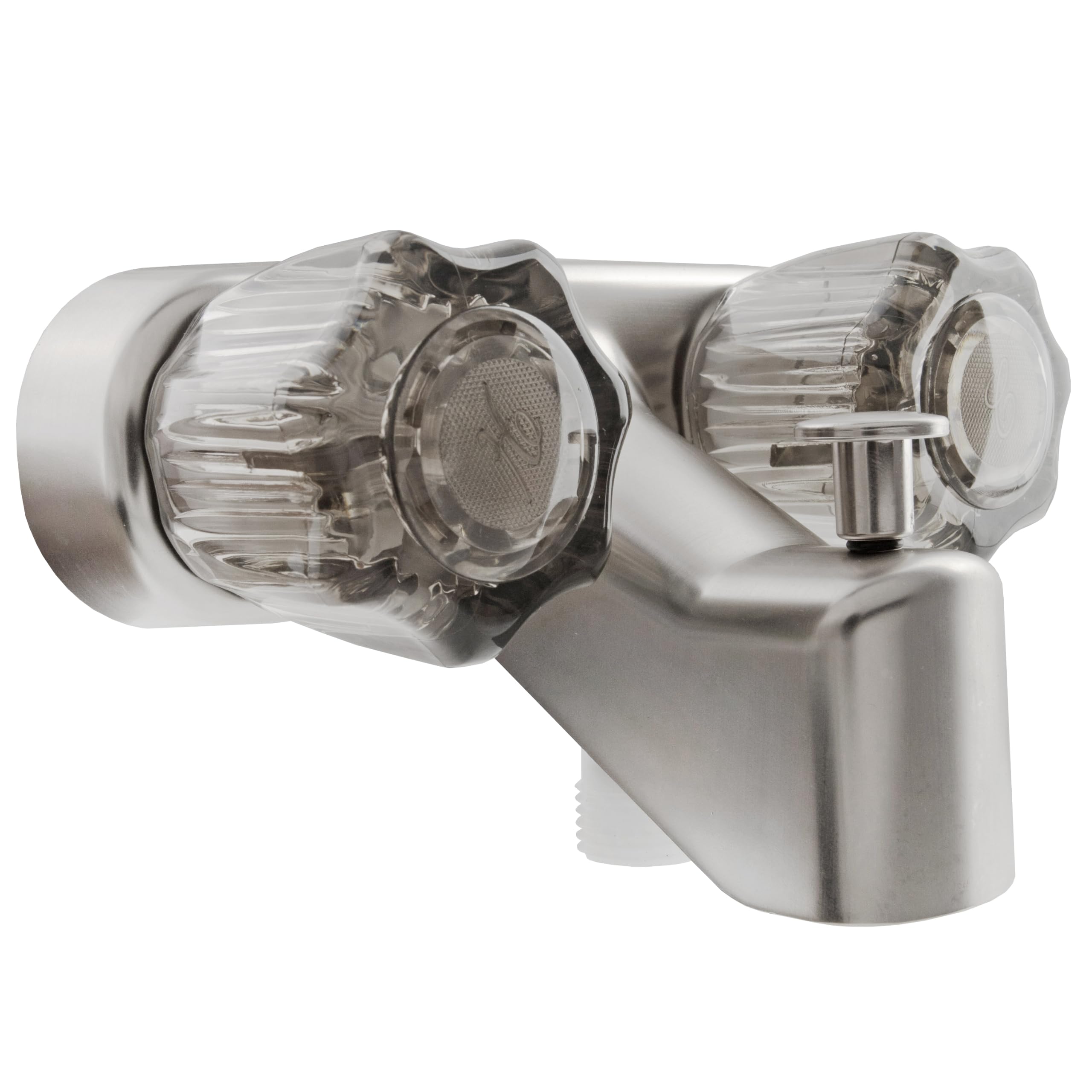 Dura Faucet - Grifo para bañera y ducha para vehículos recreativos, autocaravanas, remolque de viaje, etc., pomos acrílicos