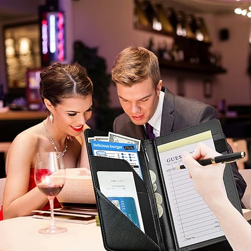 Miniatura 3 de Libros para camarera con bolsillo con cremallera, almohadillas de cuero Bulldogs (5 x 8 pulgadas), organizador de meseros, presentadores de cheques