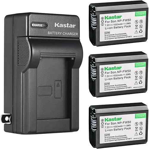 Miniatura 7 de Kastar Paquete de 2 baterías NP-FW50 y cargador de pared CA de repuesto para Sony NEX-C3, NEX-C5, NEX-F3, SLT-A33, SLT-A35, SLT-A37, SLT-A55,