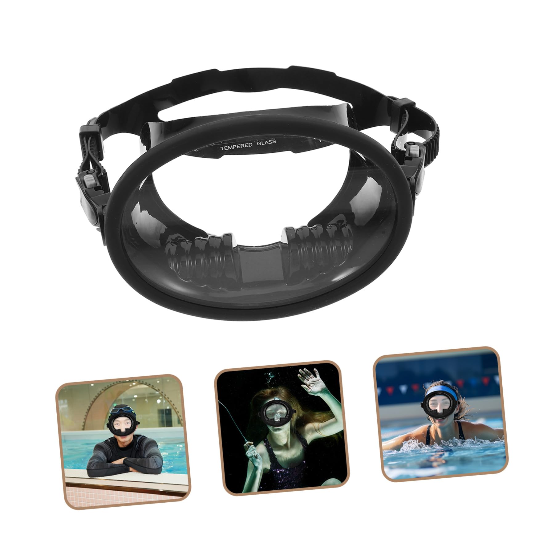 Maschera Sub Antiappannamento a Visione Larga in Silicone Nero | Lente in Vetro Temperato, Adatta per Immersione e Nuoto, Vestibilità Confortevole Tenuta Anti-perdita