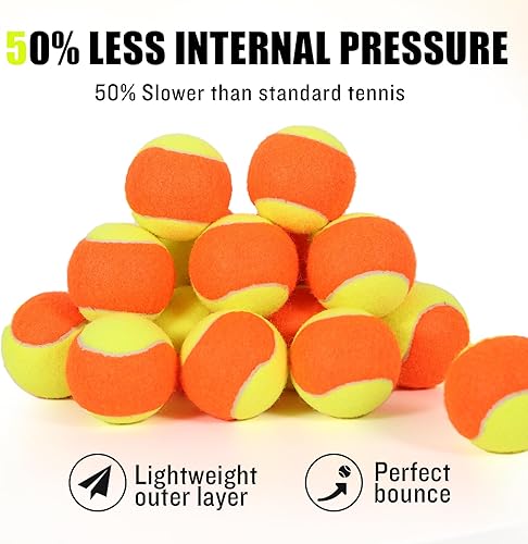 Miniatura 3 de Paquete de 1218243040 pelotas de tenis para niños 25% -50% pelota de tenis de baja compresión para principiantes, jóvenes, niños, entrenamiento,