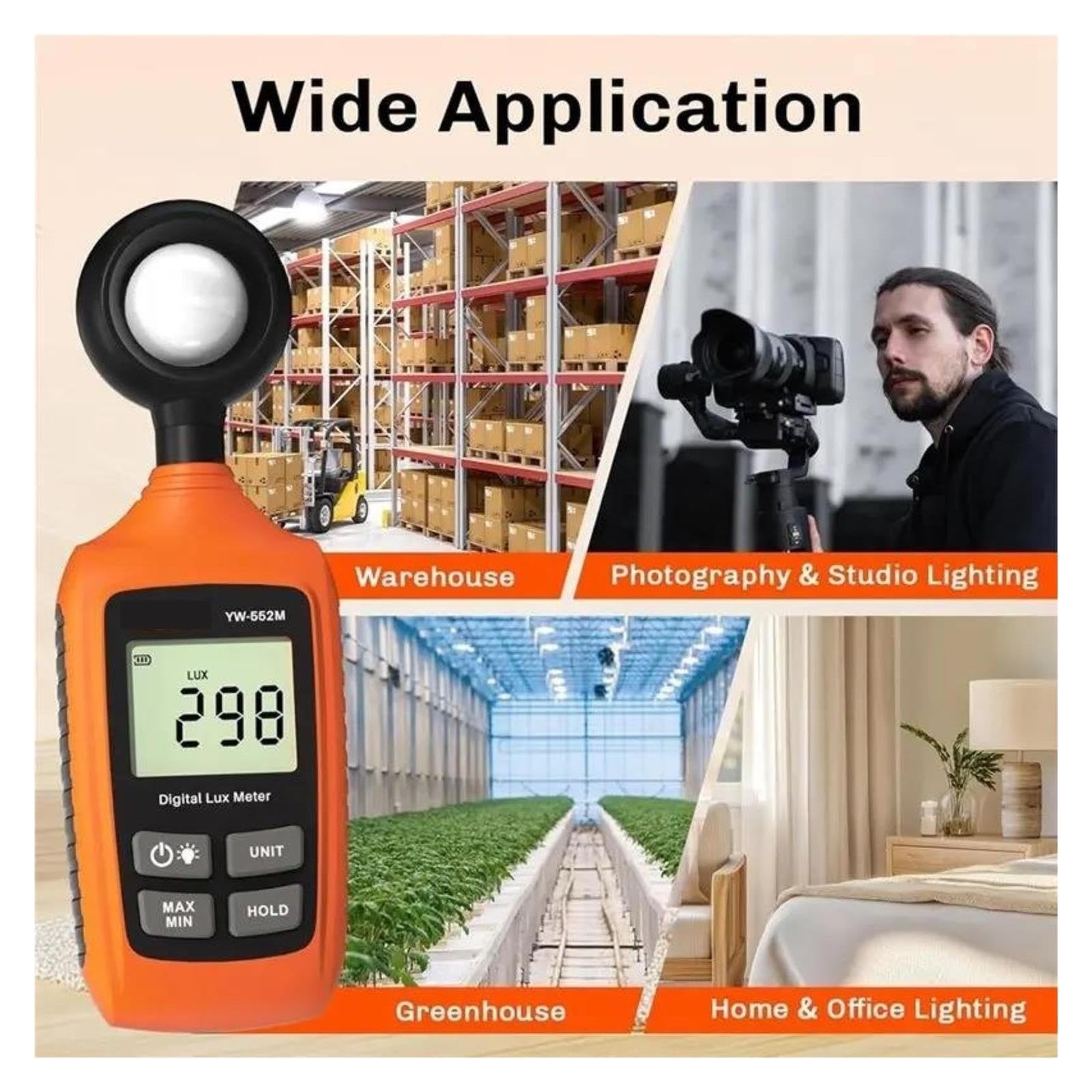 Medidor de Luz, YW-552M Fotómetro Digital 0-200.000 Lux Iluminómetro para fotografía Oficina Luz Interior