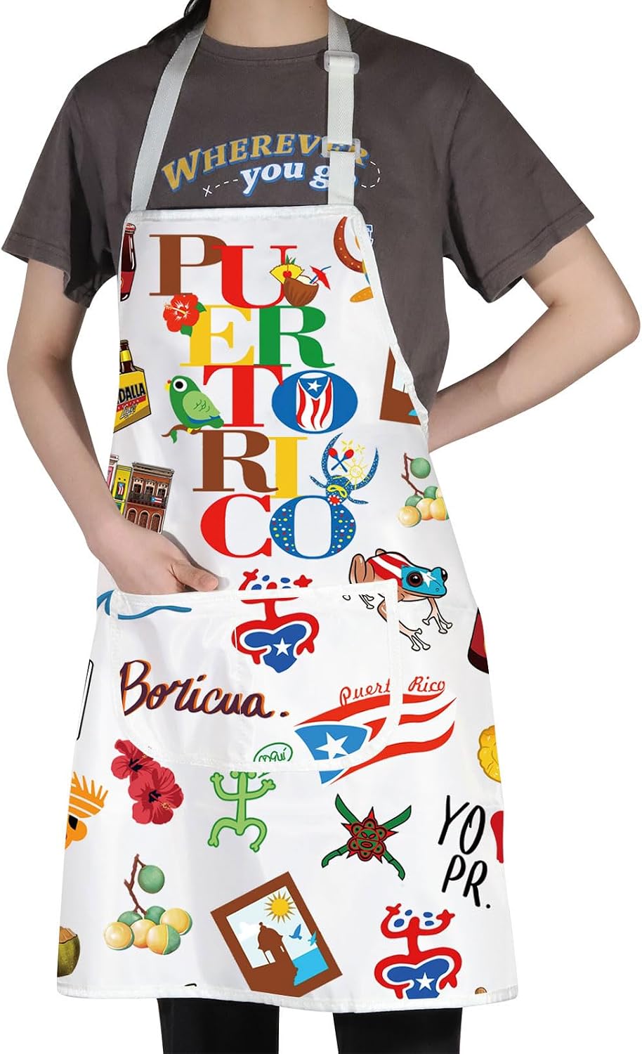 G2TUP Puerto Rico Cooking Apron Puerto Rico Souvenirs Apron Puerto Rico Flag Apron Puerto Rico Coqui Gifts Latina Gifts