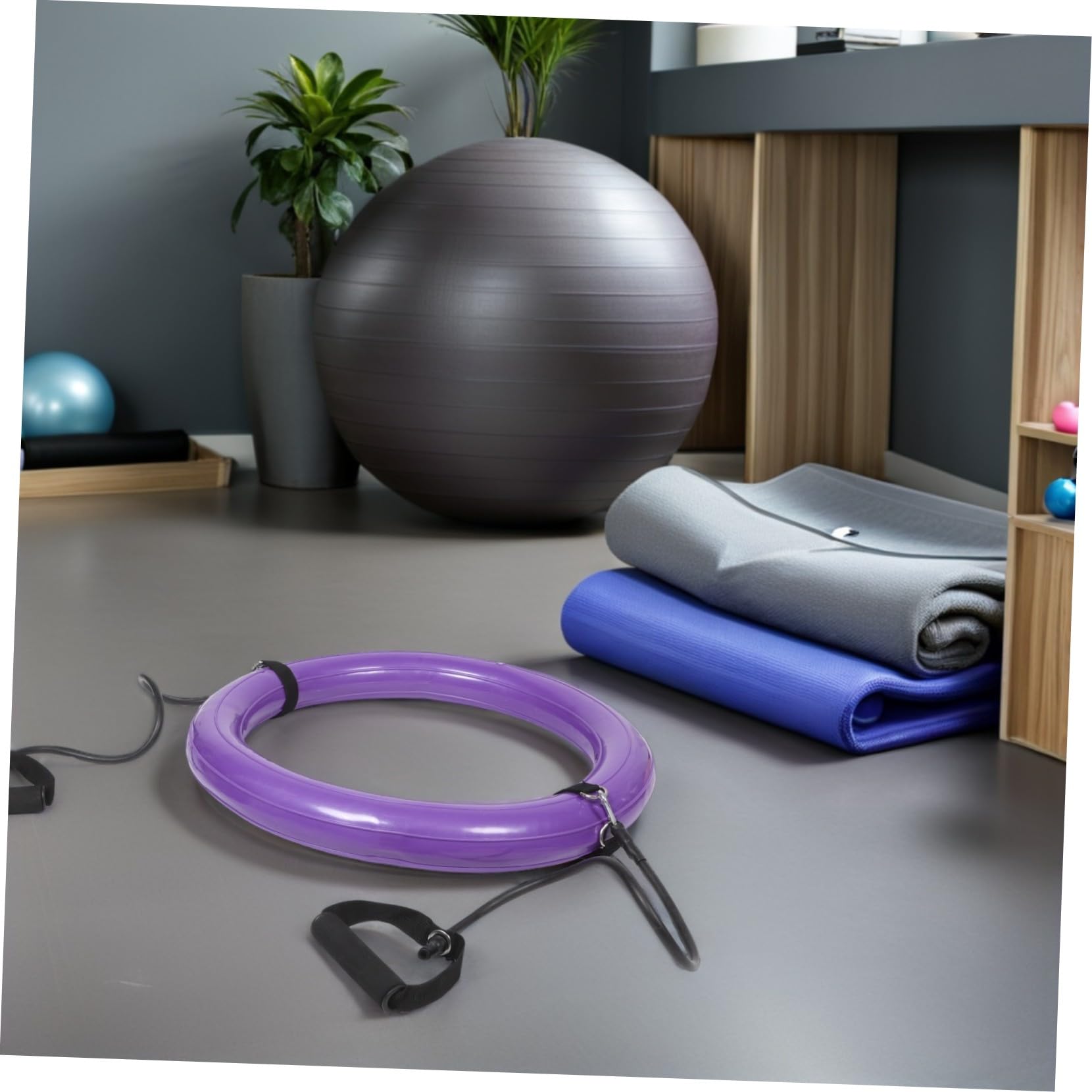 Sosoport Supporto per Palla da Yoga, Anello 60cm in PVC, 1 Pezzo | Base Stabile Ispessita, con Maniglia, Uso Home Gym e Attività All'aperto, Design Porpora Vivace