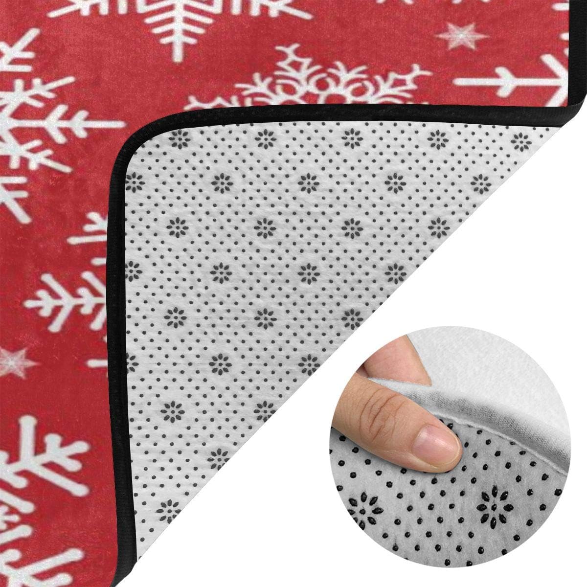 Amazon フロアマット 大判 赤い背景に白い雪のクリスマスパターンのイラスト フローリング 畳 床暖房対応 213 152cm 厚1 5mm ラグ カーペット オンライン通販