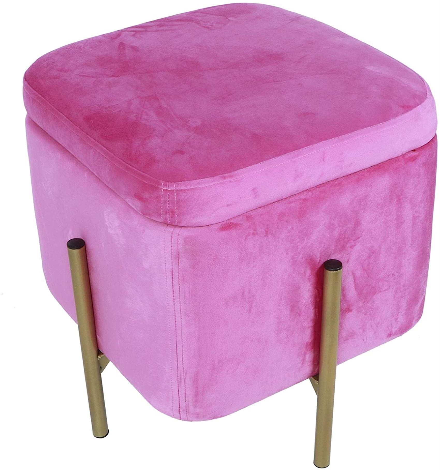 Taburete de franela cuadrado dorado de 37x37x42 cm con tapa desmontable para hogar