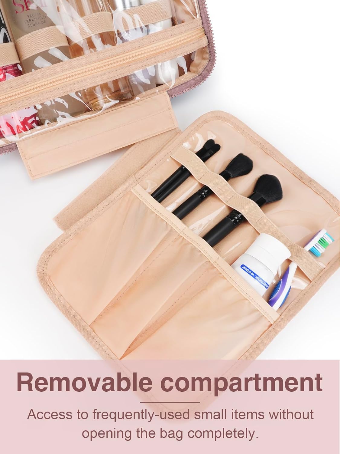 Women's Hanging Toiletry Bag, Waterproof Travel Cosmetic Organizer with Jewelry Storage, Large Capacity Makeup Case for Full-Size Skincare & Bathroom Essentials, Portable Cosmetic kit, Dark Purple - Image 6