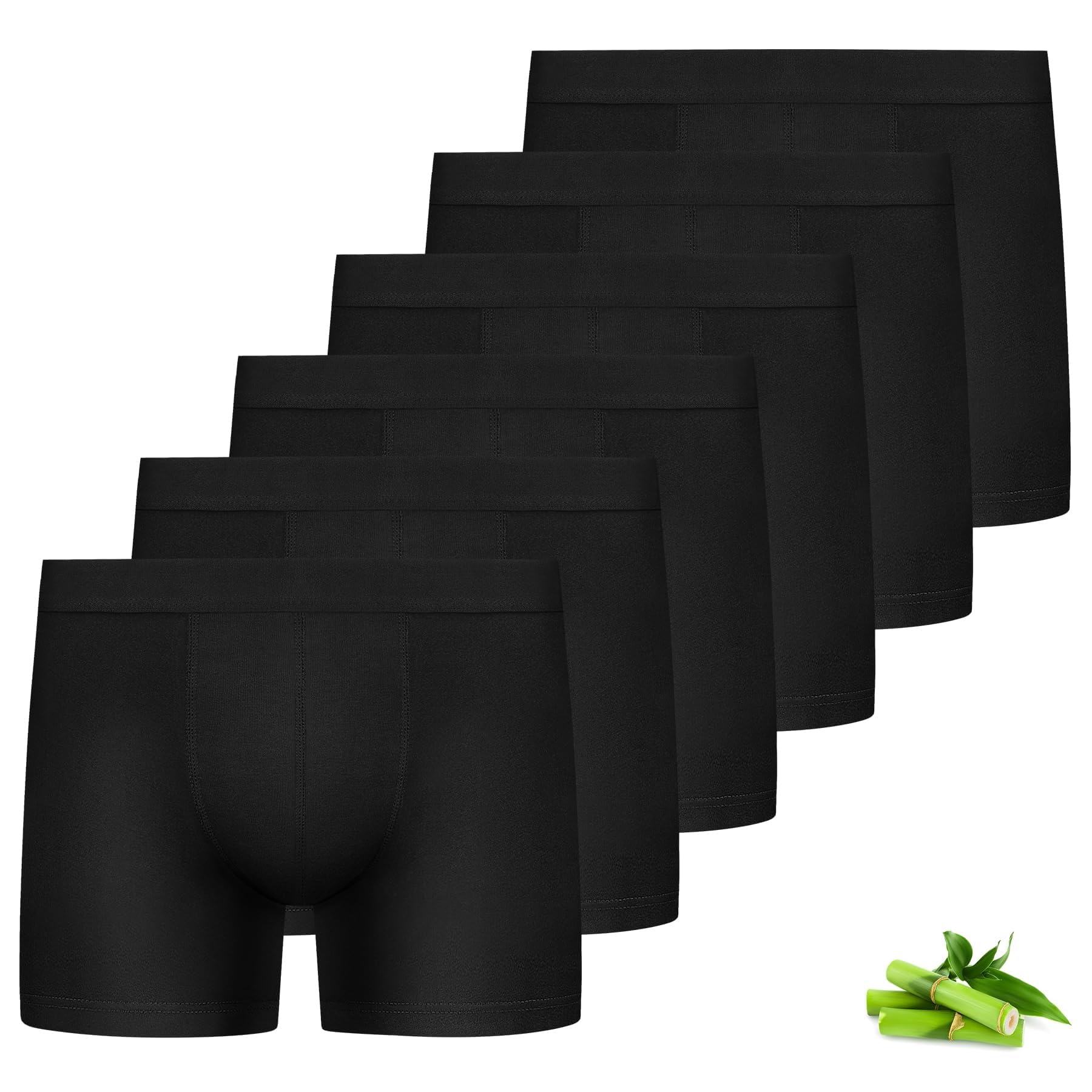 FALARY Bambus Boxershorts Herren Lang 6er Pack - Premium Unterhosen Männer Langes Bein - Anti Wundscheuern & Atmungsaktiv - Weiche Retroshorts Unterwäsche (Gr.S-3XL)