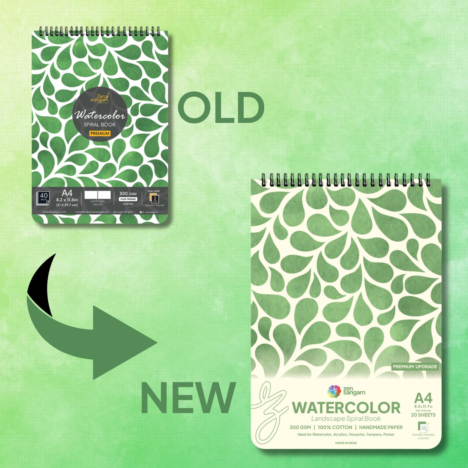 Zen Sanga Artists’ - A3 Spiral Acrylic Pad - Landscape - 300 GS - Cold Pressed Sketchbook