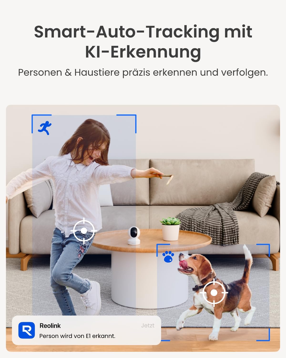 Reolink Smart Indoor Sicherheits-Bundle: 2× E1 4MP 2K Innenkamera mit 360°-Ansicht & Auto-Tracking + Home Hub Mini, Lokaler Speicher, Dual-Band WLAN, Verschlüsselt