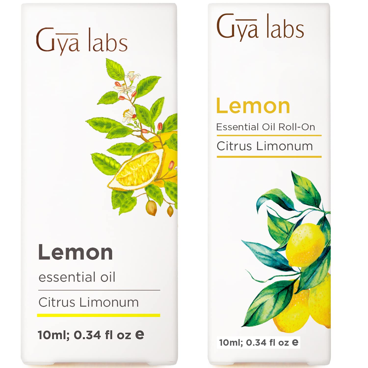 Lemon Essential Oil for Diffuser & Lemon Roll On Set - Aromatherapy Grade Essential Oils Set - 2x0.34 fl oz