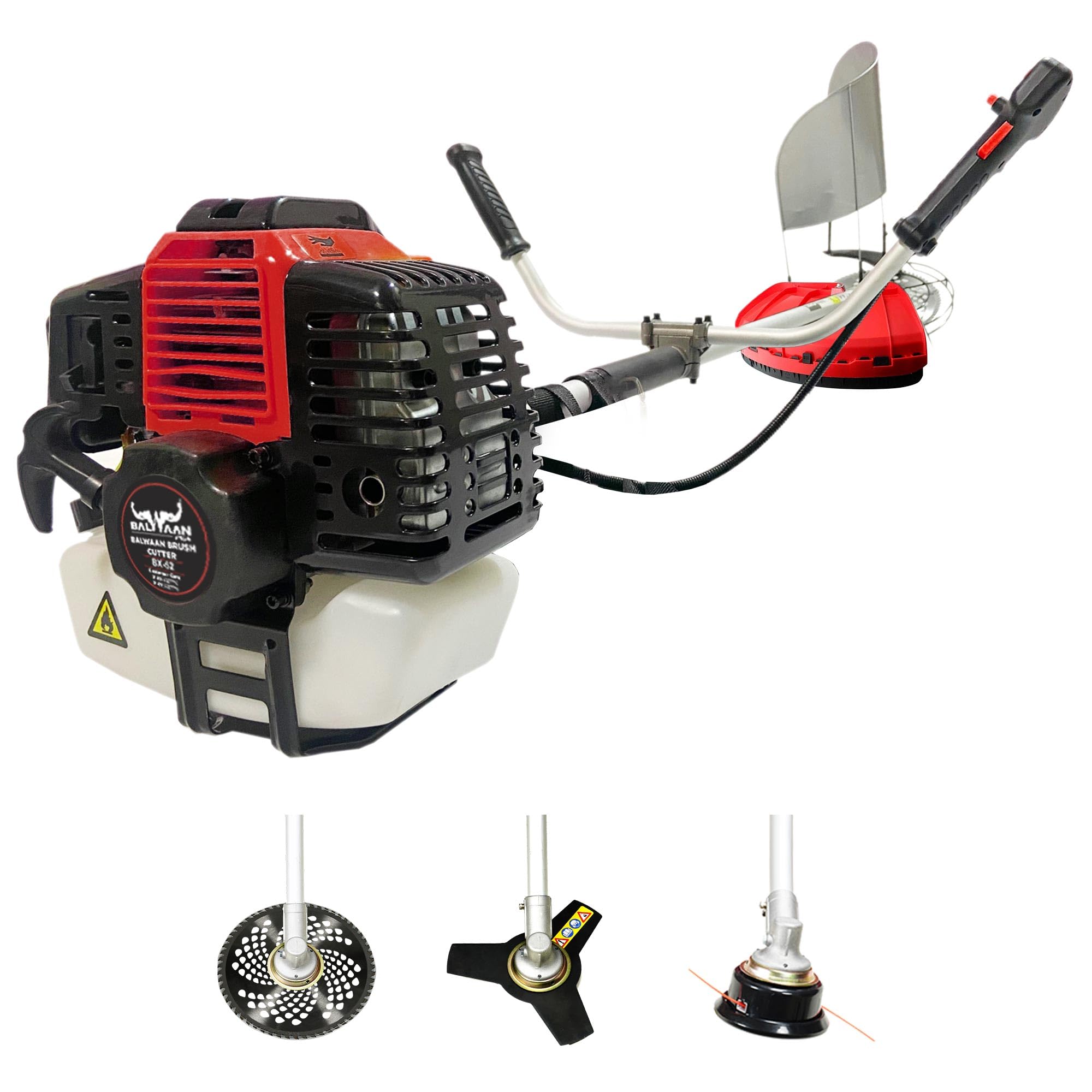 BALWAAN Krishi BX-52 Brush Cutter 2 Stroke Side Pack Machine 52cc Extra Power Torque Engine|80T, 3T Blade, Tap n Go for Agriculture, Gardening, Lawn Grass Trimming Eco Series Free 500ml Engine Oil