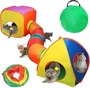 Katzenwürfel Spieltunnel 40x40x39cm - Outdoor Netz Laufstall Für Balkon & Terrasse - Zusammenklappbar