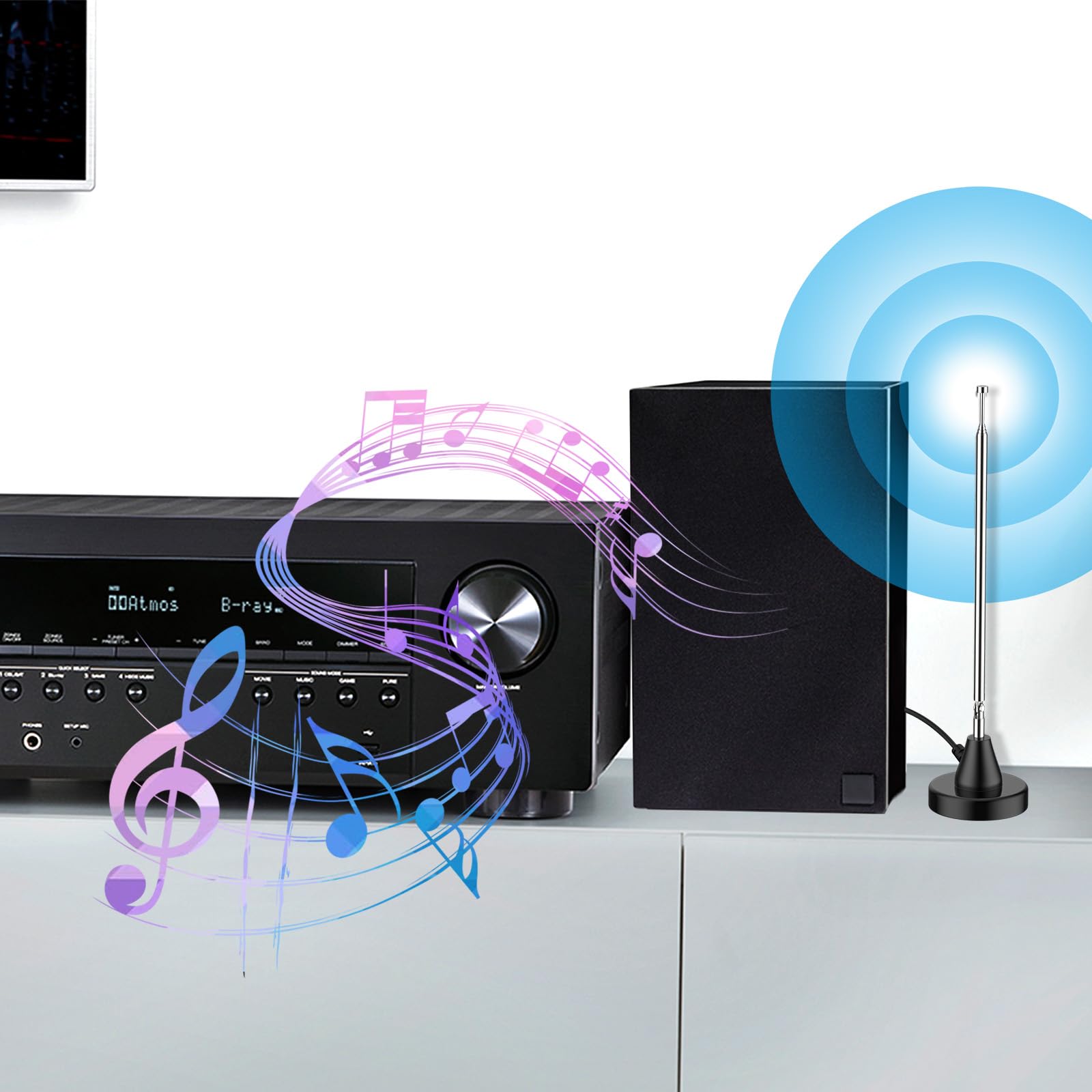 DAB UKW Radioantenne Cyfrowa antena teleskopowa do pomieszczeń DAB FM Radio Antena z magnetycznym podstawą 3 m kabel wydłużający dla stereoodbiornika radiowego Odbiornik AV