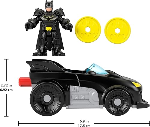 Miniatura 5 de Fisher-Price Imaginext DC Super Friends Metal Force Batmobile - Coche de juguete de 3 pulgadas, figura de acción de Batman y juego de accesorios,