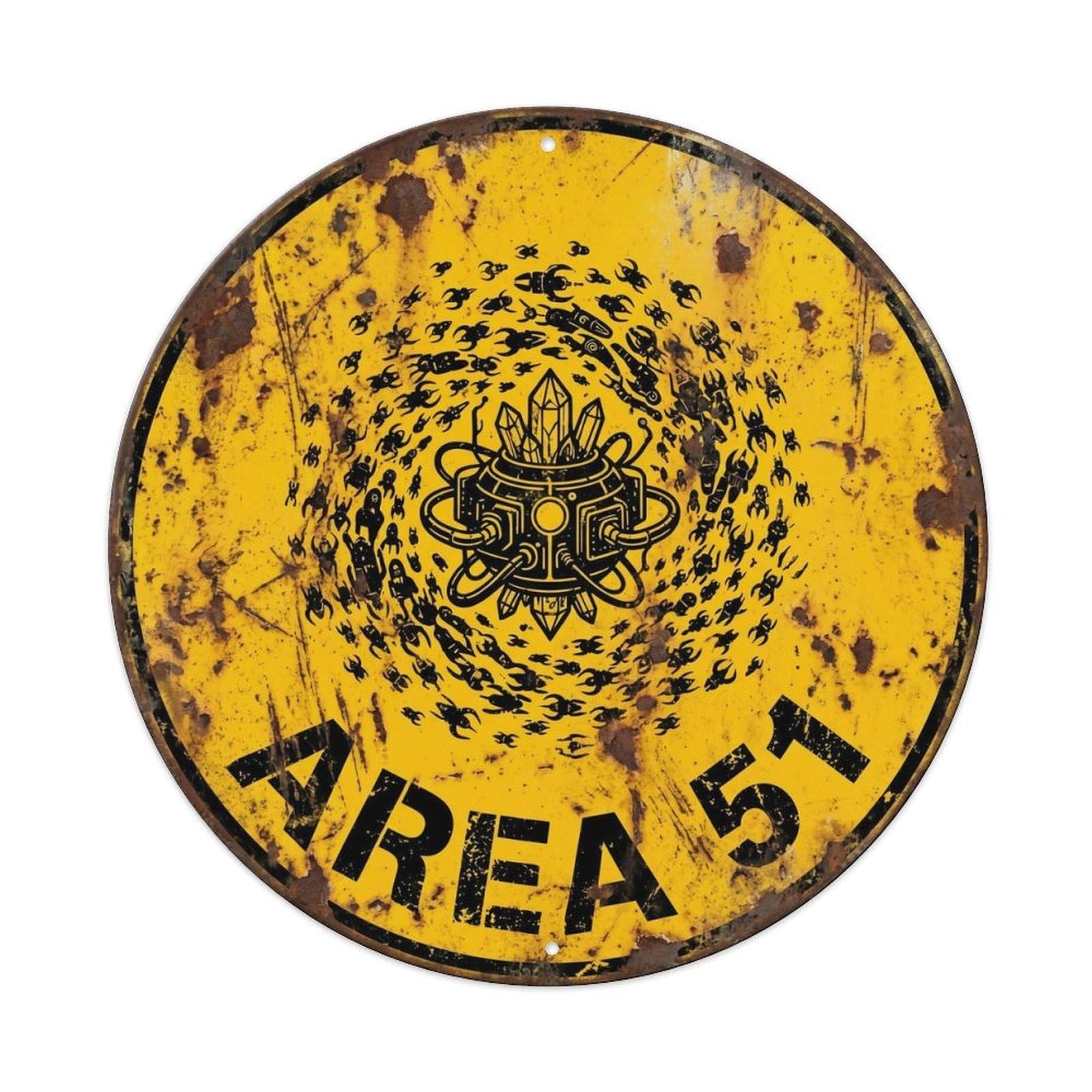 Alien Area 51 Alien Swarm Saucer Pattern Metal Tin Sign