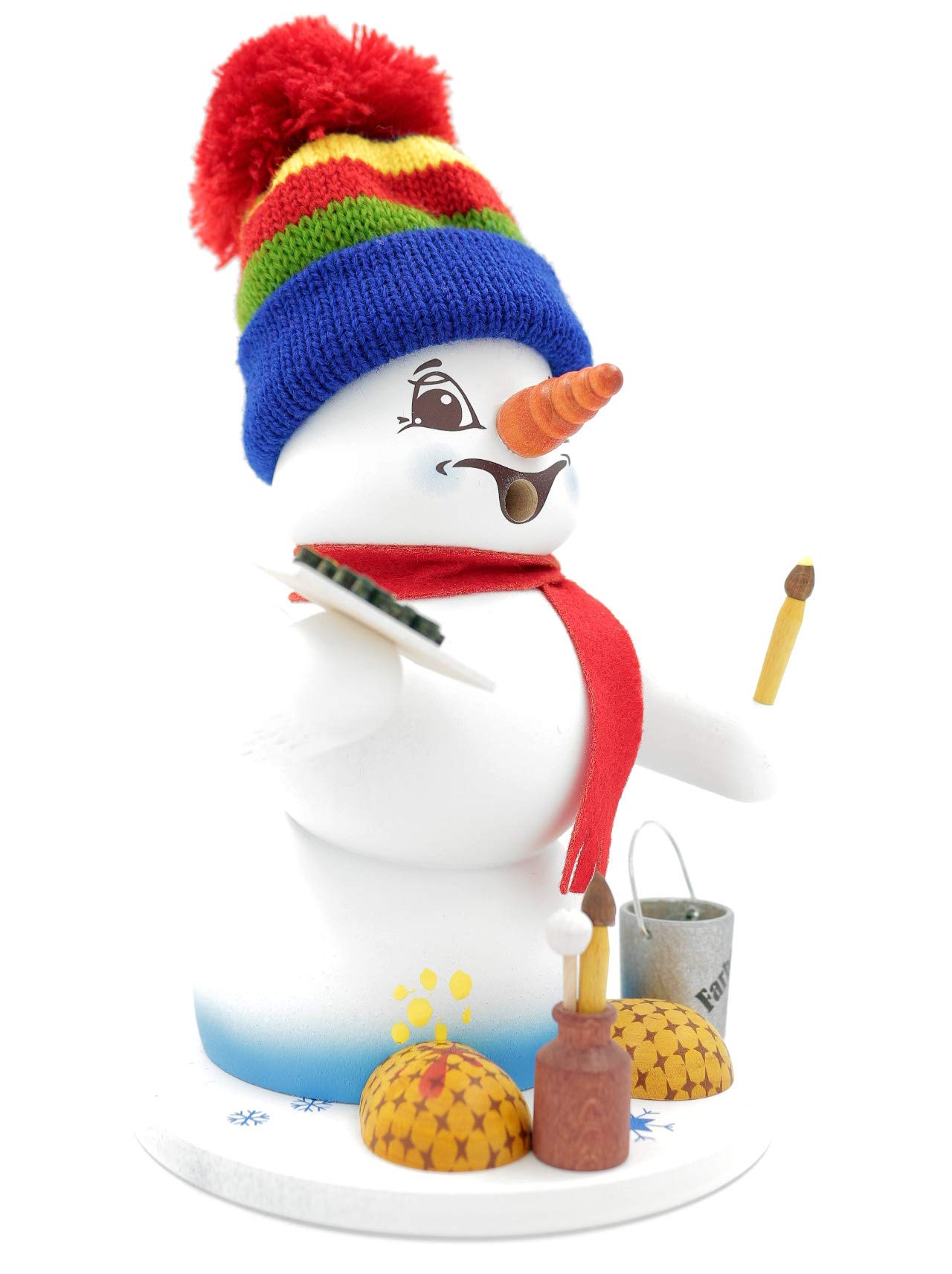 Kuhnert - Erzgebirgische Holzkunst Räuchermann Räucherfigur Schneemann 19cm - Maler