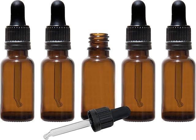 Better Bottles 20ml Amber Brown Glass Bottles with Dropper Pipettes Pack of 5