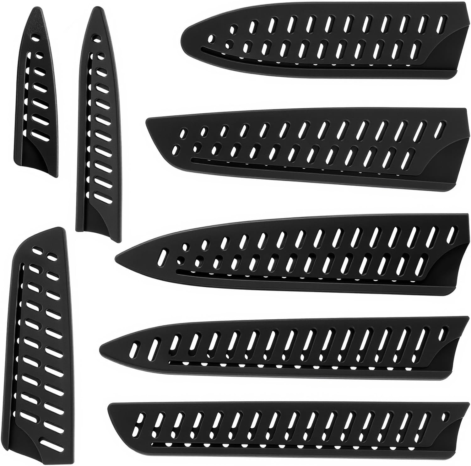 Pack of 8 Knife Protectors, Universal Plastic Knife Protective Cover, Breathable Knife Sheath, Knife Protective Cover for Kitchen and Fruit Knives (8 Sizes)