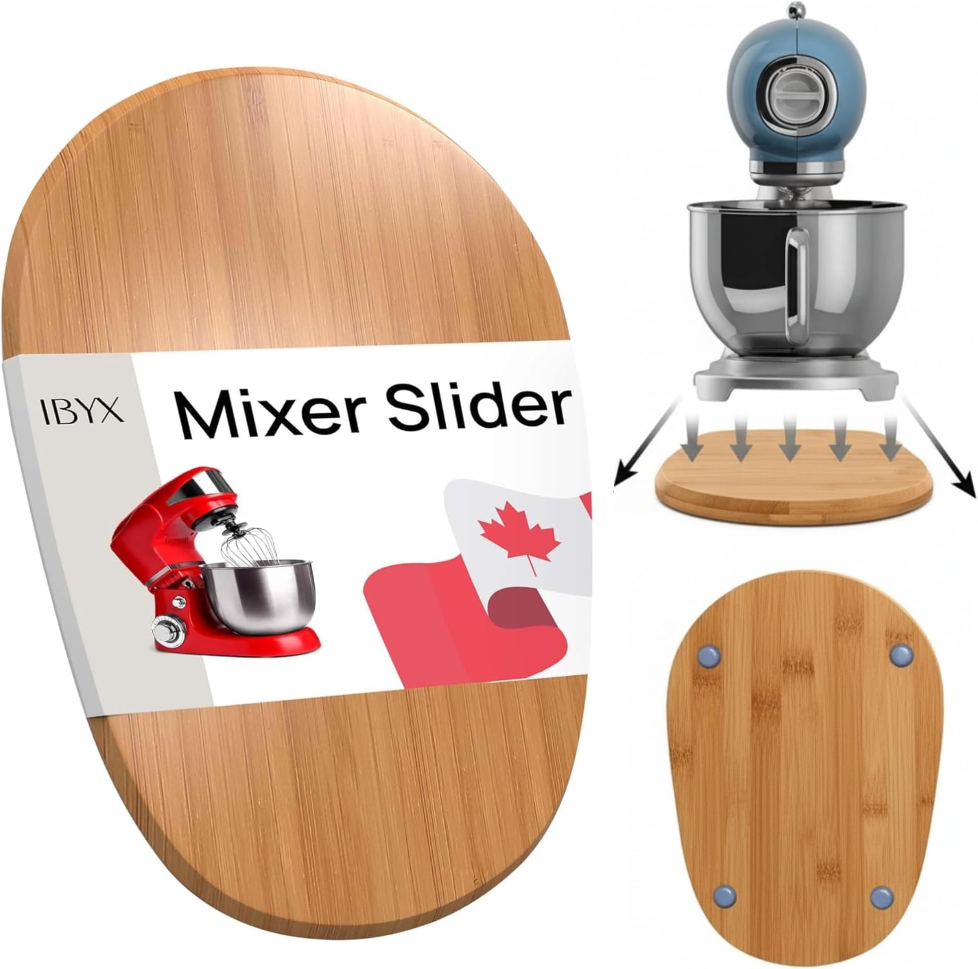 Ibyx Elegant Sliding Tray - Compatible with 5.5 Qt Kitchen Aid Mixer Slider for Counter and Other Heavy Appliances (Natural)