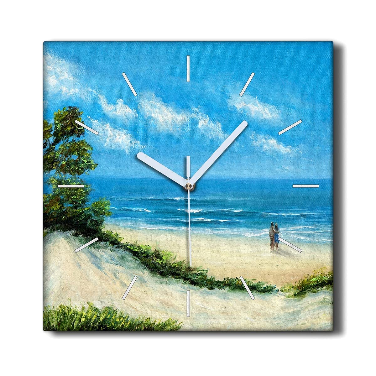Horloge sans tic-tac Toile mer Couple pour chambre et salon calme
