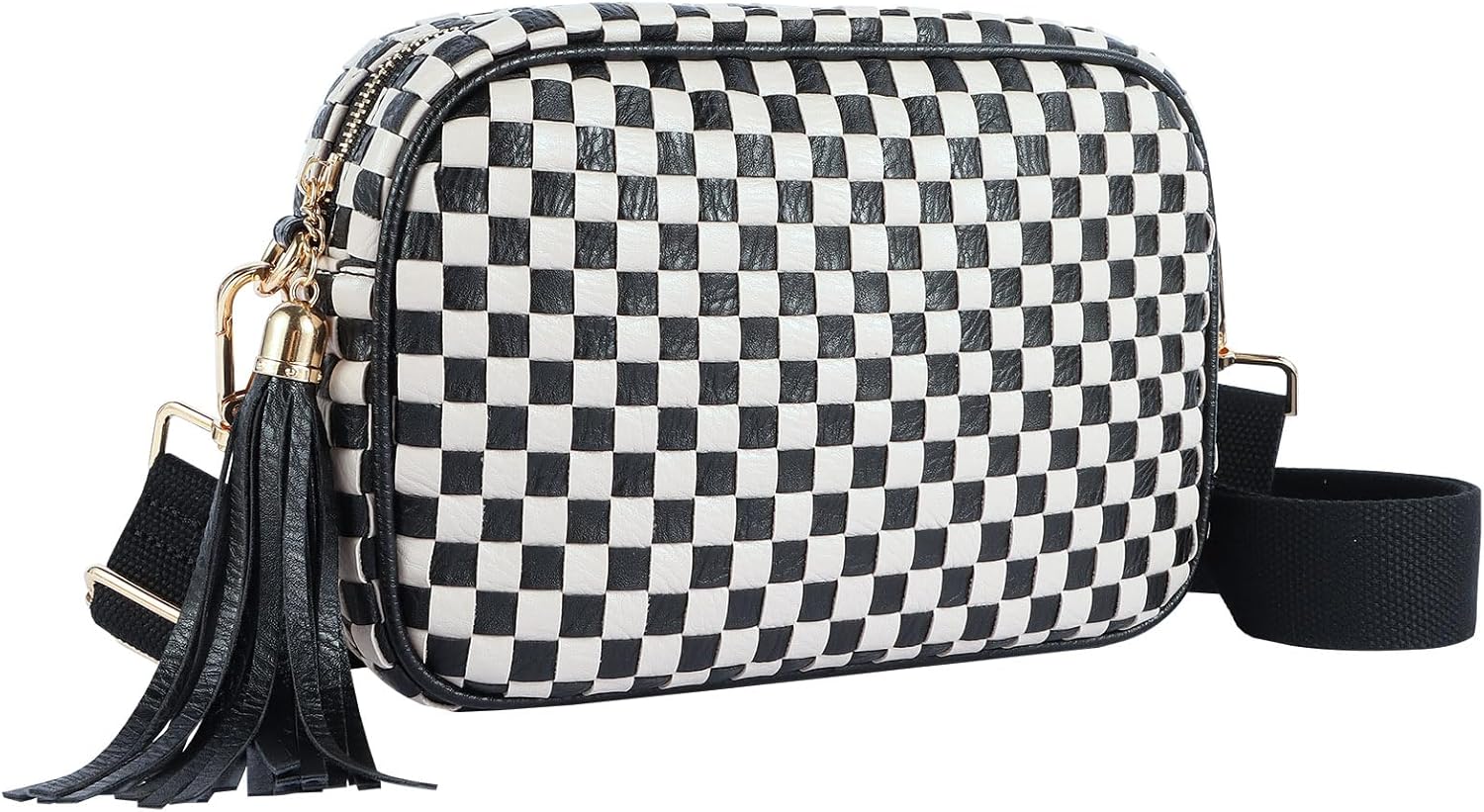 Woven Crossbody Bags for Women Small Summer Boho Purse Trendy Braided Weave Leather Shoulder Camera Crossbody Bag