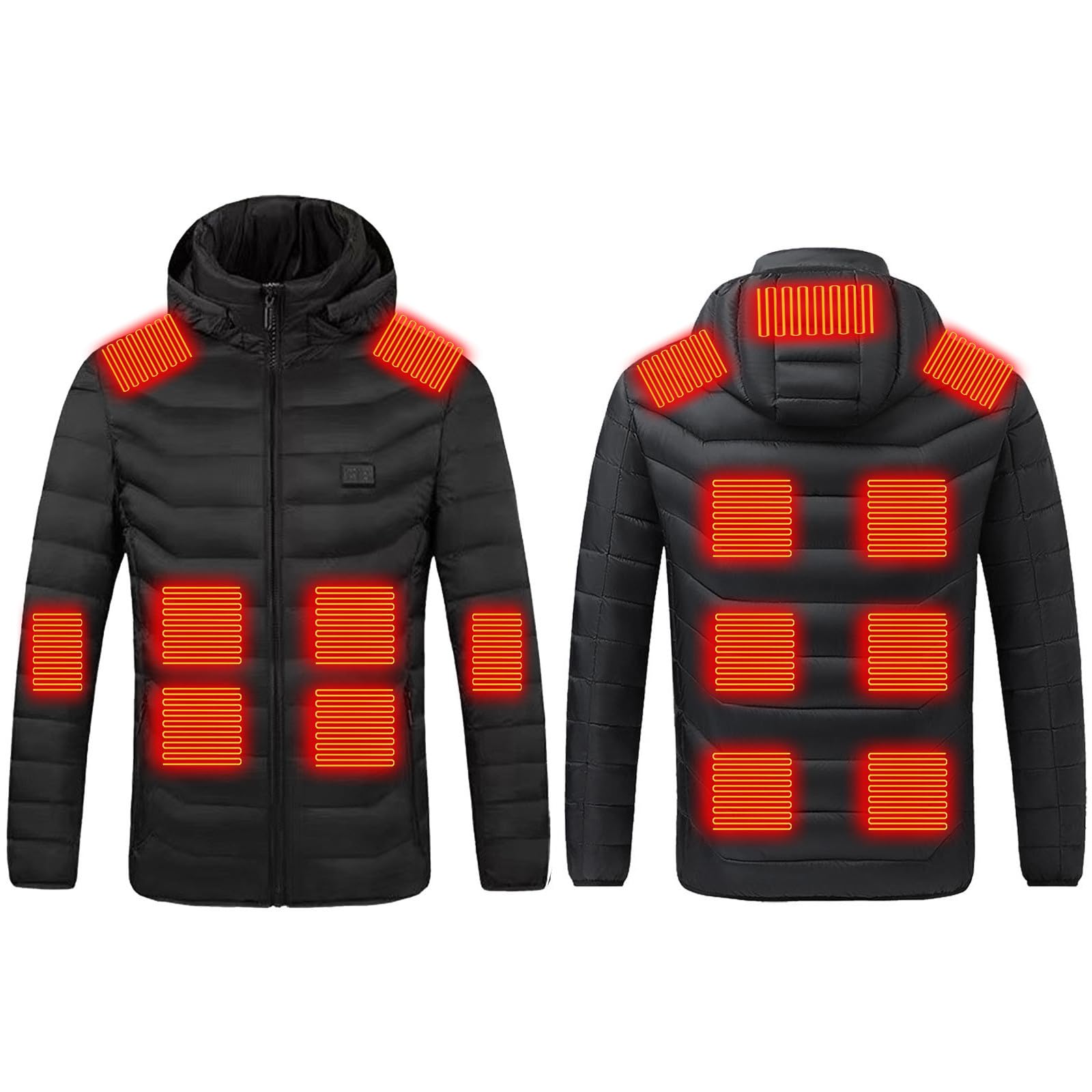 Beheizbare Jacke Damen Herren Heizjacke mit 8/11/17/25/26 Heizzone Beheizte Jacken Leichte Steppjacke Mit Kapuze Unisex Winterjacke USB Intelligent Wasserdicht Daunenjacke Thermo Übergangsjacke