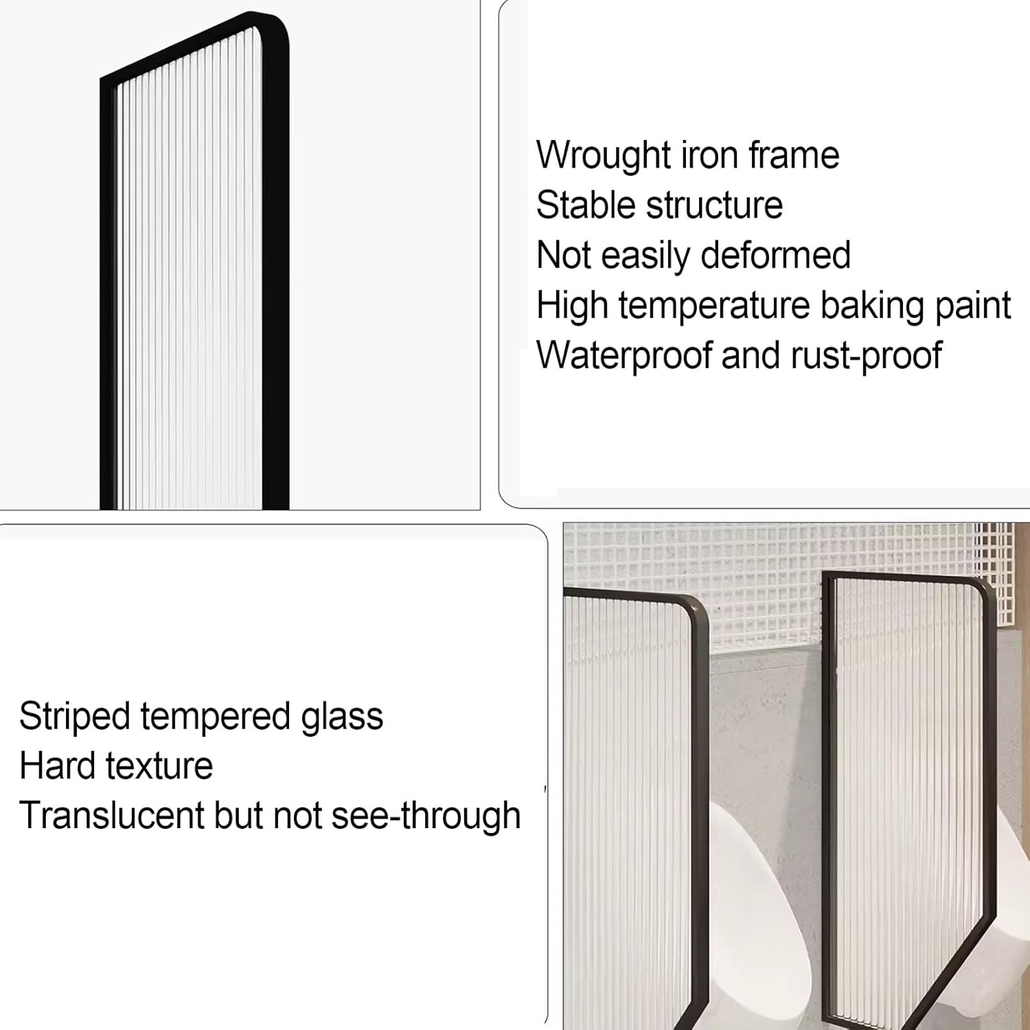 Partition Toilet Urinal, Wall Mounted Bathroom Partition Accessories, Hotel Bathroom Public Places Divider Screen, Translucent Privacy Extender(Gold, 15.7x43.3in)