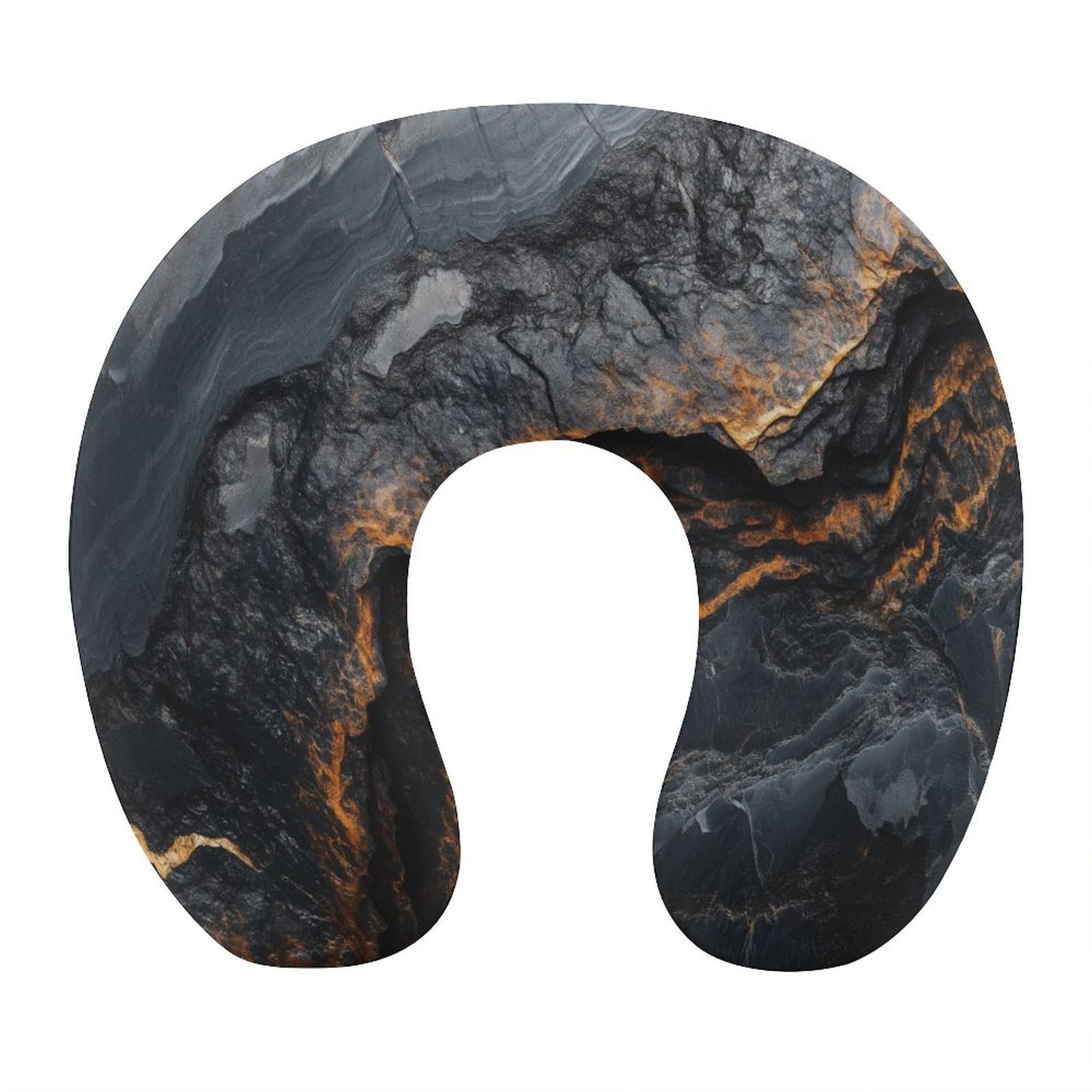 DuduYH Black Marble Texture Foam Travel Pillow for Head Rest, Washable U Shaped Neck Pillow for Airplane