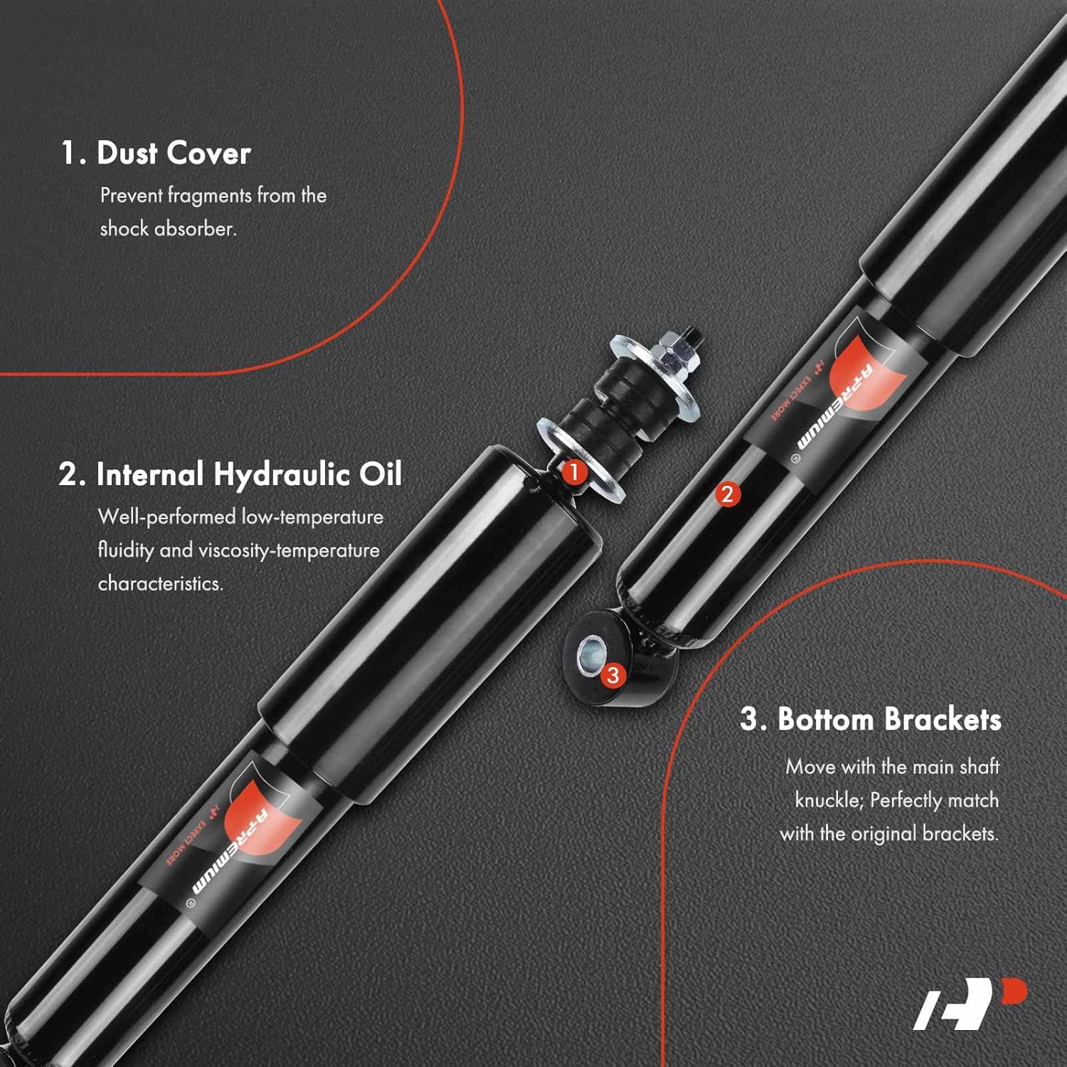 A-Premium Front Pair (2) Shock Absorber Compatible with Chevrolet LUV 1980-1982 & Datsun 720 1981-1982 & Nissan Frontier 1998-2001, Pickup 1995-1997, 720, D21, Driver & Passenger Side