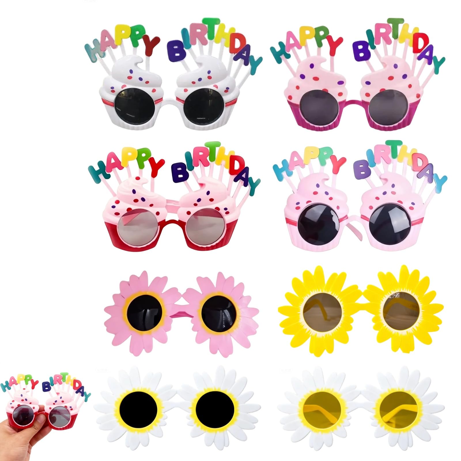 Sunflower Sunglasses Women's Tulip Party Glasses Hawaii Glasses Daisy Glasses Vintage Look Retro Sunglasses Accessories for Summer Beach Festival Carnival Party Costume Decoration