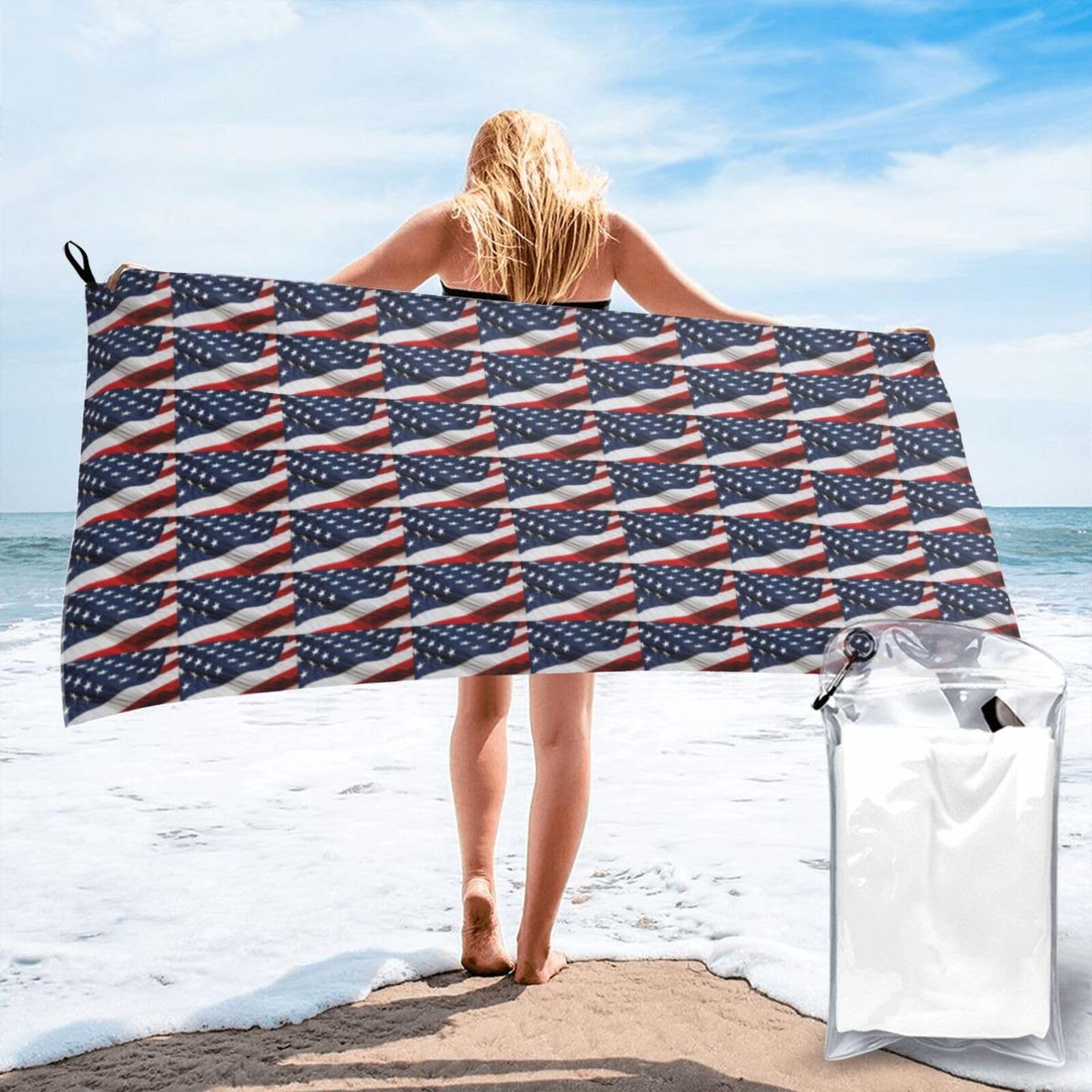 AYYQWE American Flag Print Lightweight Towel For Men Women Travel Beach Camping Hiking Yoga Swimming Sports