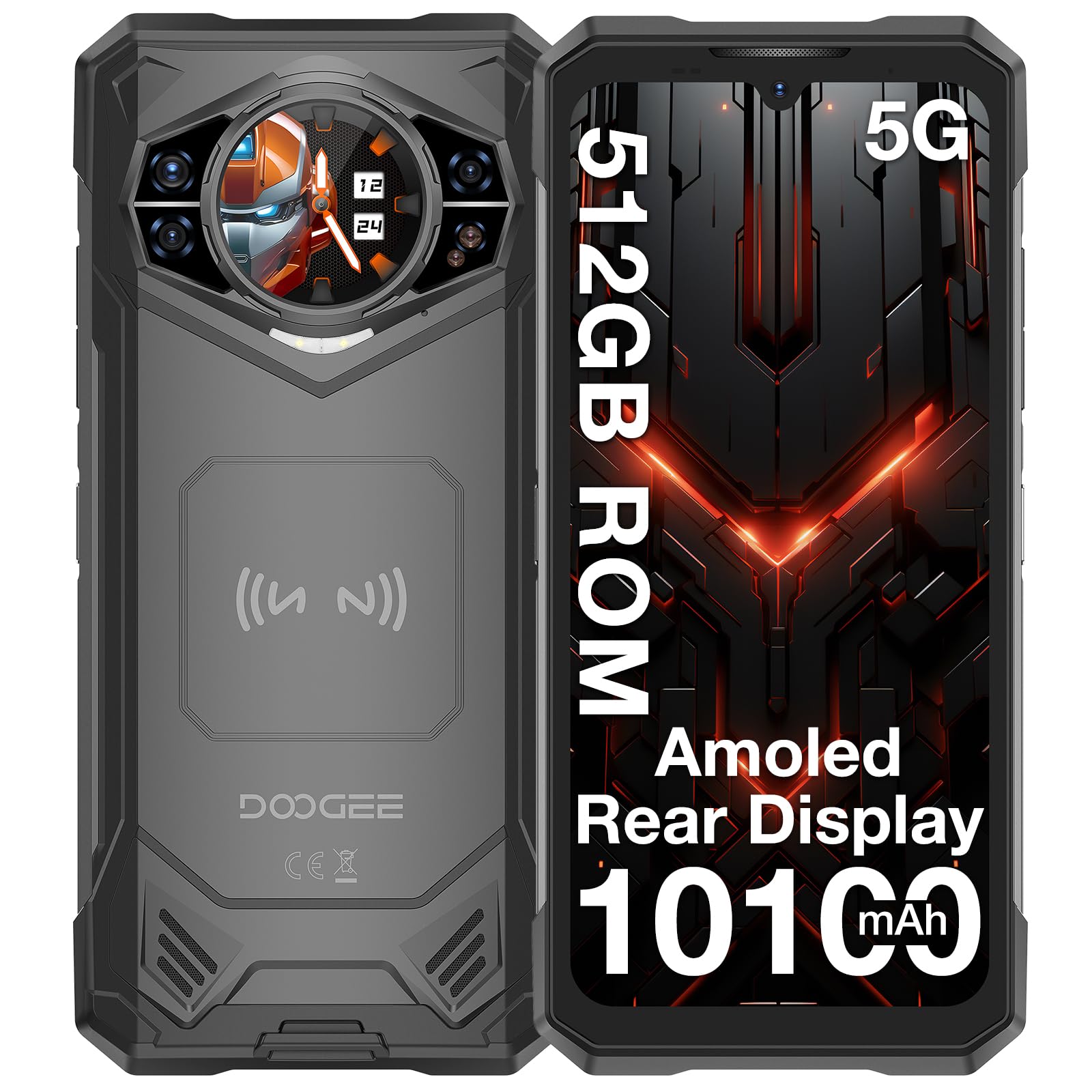 DOOGEE S200 X (2025) 5G Rugged Phone,32GB+512GB/TF 2TB, Android 14 Rugged Cell Phone with 1.32" Amoled Screen,10100mAh/33W,100MP+20MP+20MP Rugged
