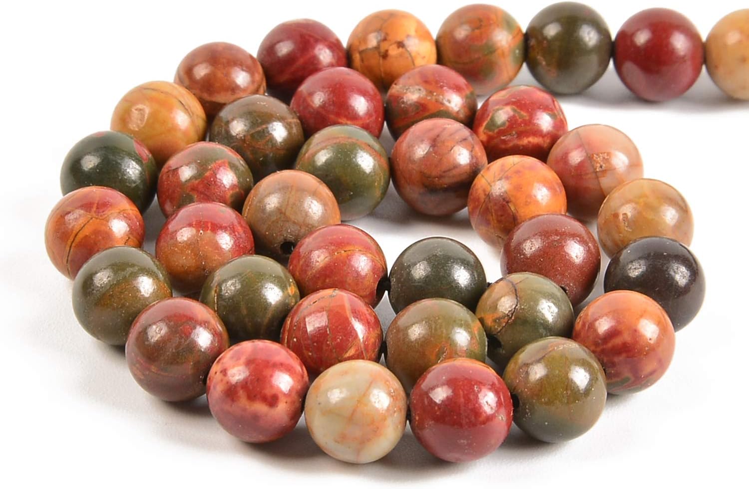 60pcs 6mm Natural Picasso Jasper Gemstone Round Spacer Loose Stone Beads for Jewelry Making 15.5" 1 Strand (Picasso Jasper, 6mm 60Beads) - Image 2