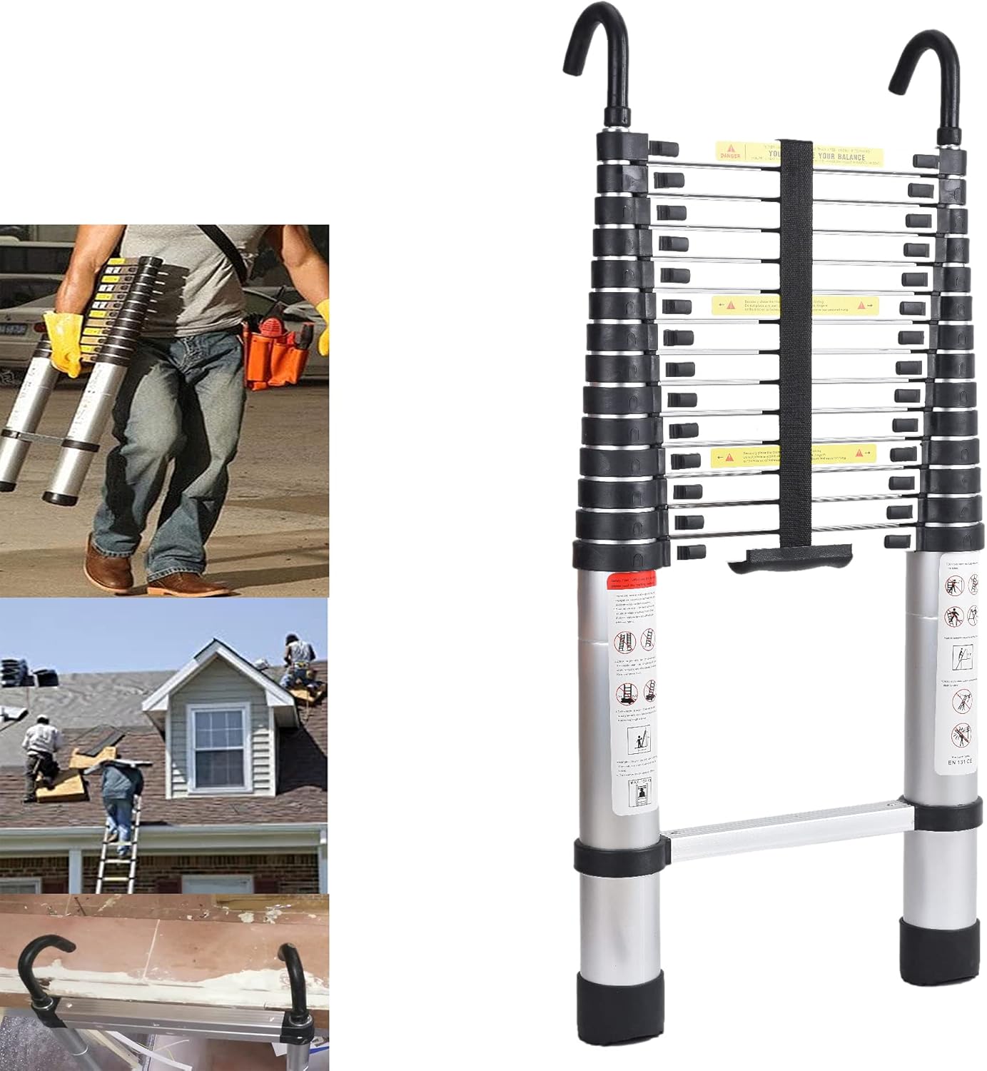 Telescoping Extension Ladder, 14.5FT Telescoping Extension