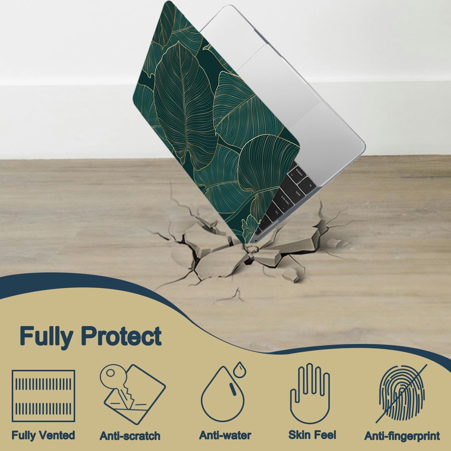 Hard Cover Compatible with MacBook 12 Inch Hard Case 2017 2016 2015 Release Model A1534 with Retina Display, Color Printing Matt Plastic Hard Protective Shell Case Cover - Green Leaves