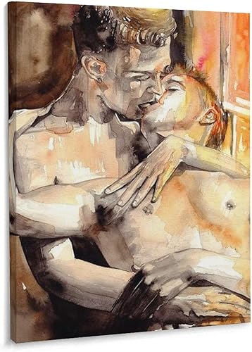 Póster de hombre gay, pintura al óleo abstracta, póster de personaje masculino, póster de hombre besándose, lienzo, pósteres artísticos, cuadros,