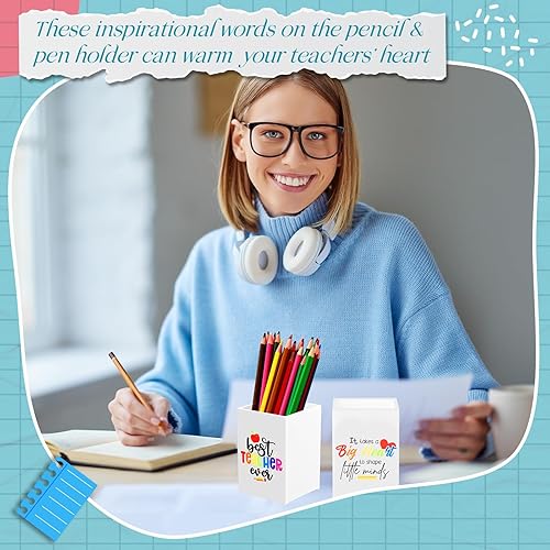 Miniatura 7 de Paquete de 10 unidades de regalos de agradecimiento para profesores, soportes acrílicos para lápices, organizador de escritorio, recipientes para la