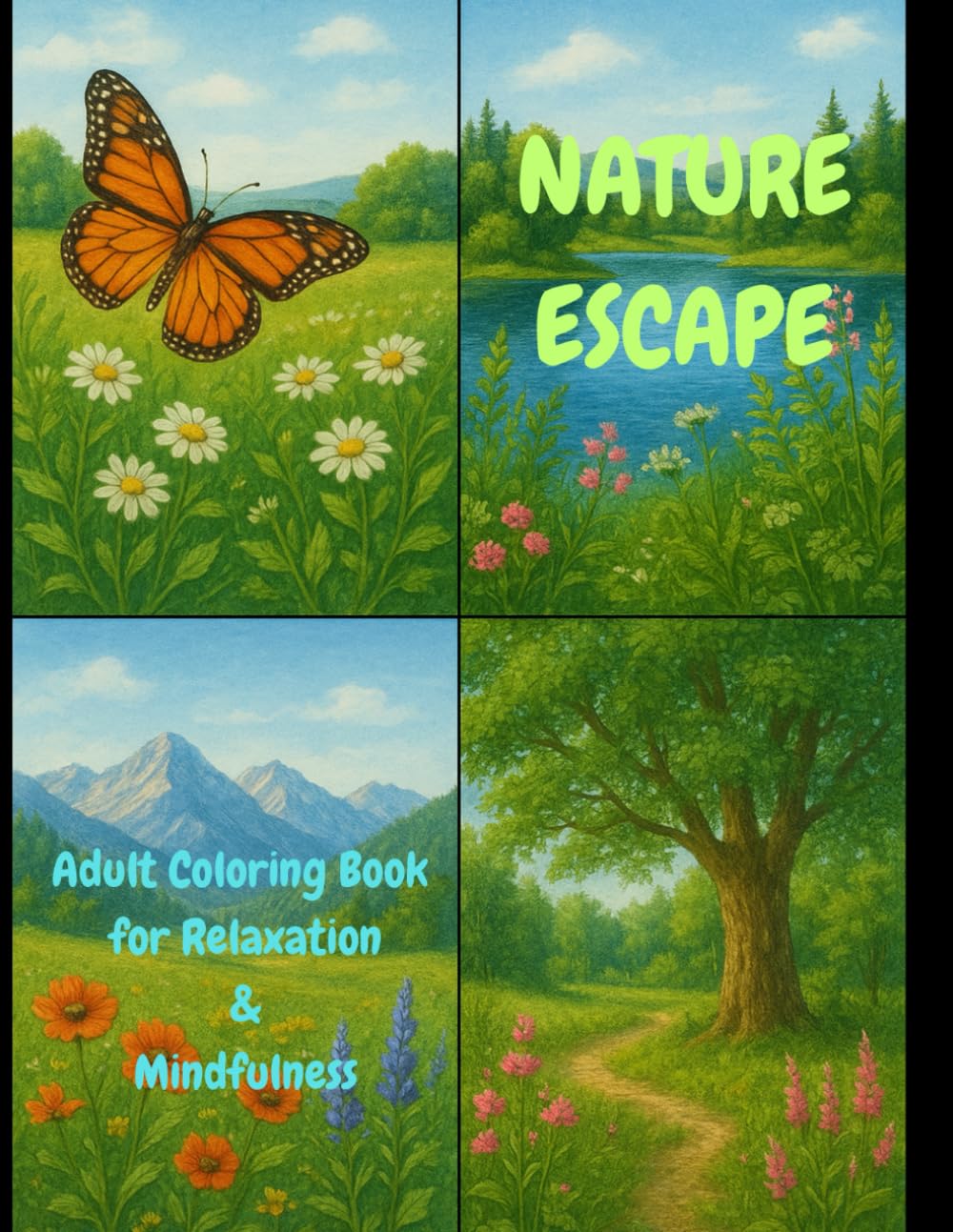 Nature Escape – A Relaxing Adult&Teens Coloring Book: 50 Realistic Nature Scenes for Relaxation, Stress Relief, and Mindfulness | Landscapes, Forests, ... (Landscapes, nature, relaxing coloring book)