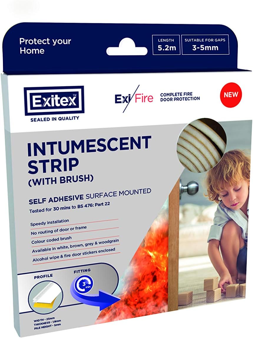 Exitex Self Adhesive Surface Mounted Intumescent Strip with brush, Brown, 5.2m