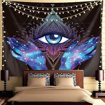 amazon com psychedelic tapestry trippy tapestry black purple hamsa hand tapestry evil eye hamsa hand tapestry blessing home good luck wall decor tapestry mandala bohemian tapestries for bedroom dorm room 79 l 59 w everything else amazon com