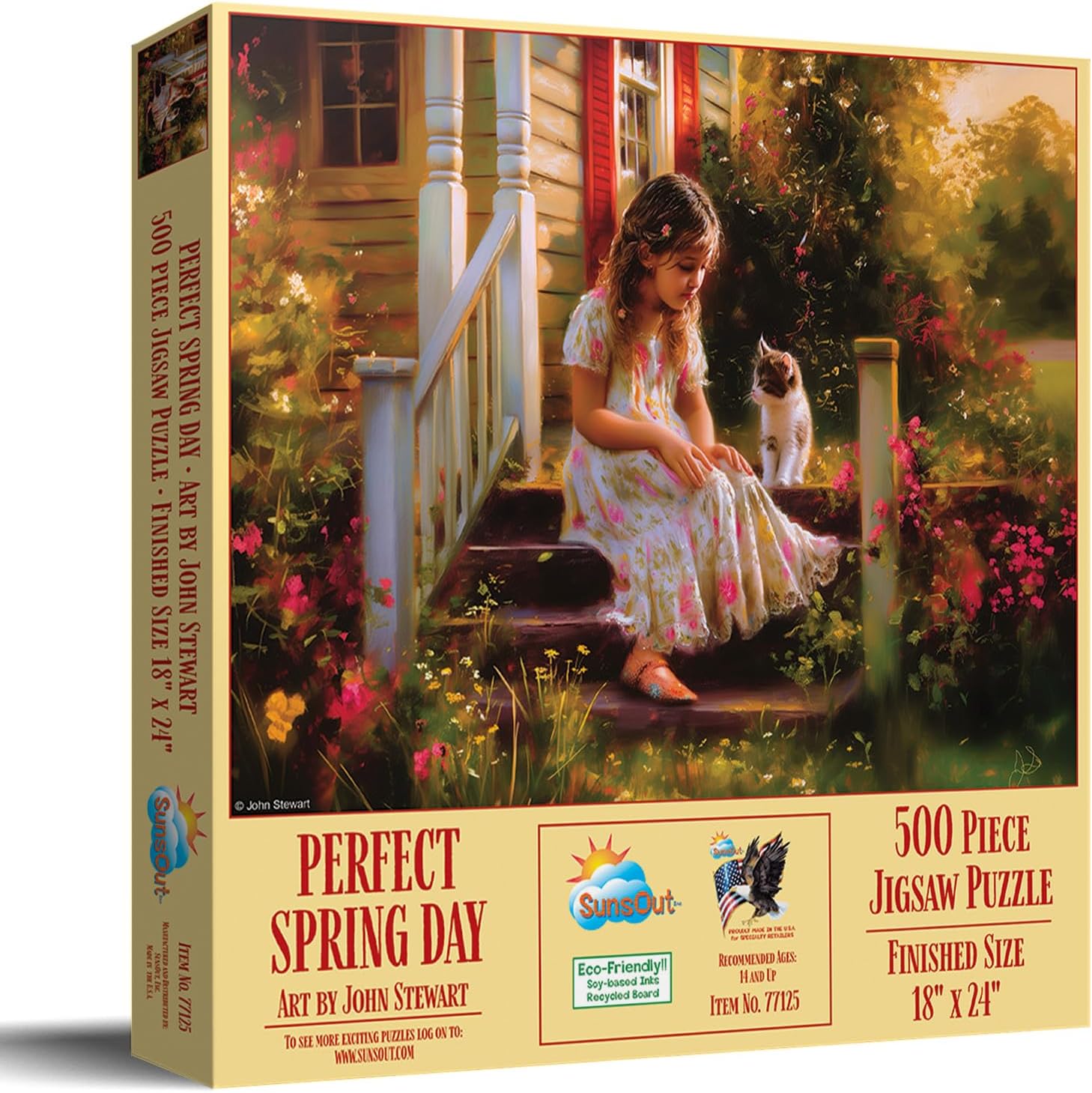 SUNSOUT INC - Perfect Spring Day - 500 pc Jigsaw Puzzle by Artist: John Stewart - Finished Size 18" x 24" - MPN# 77125 - Image 2