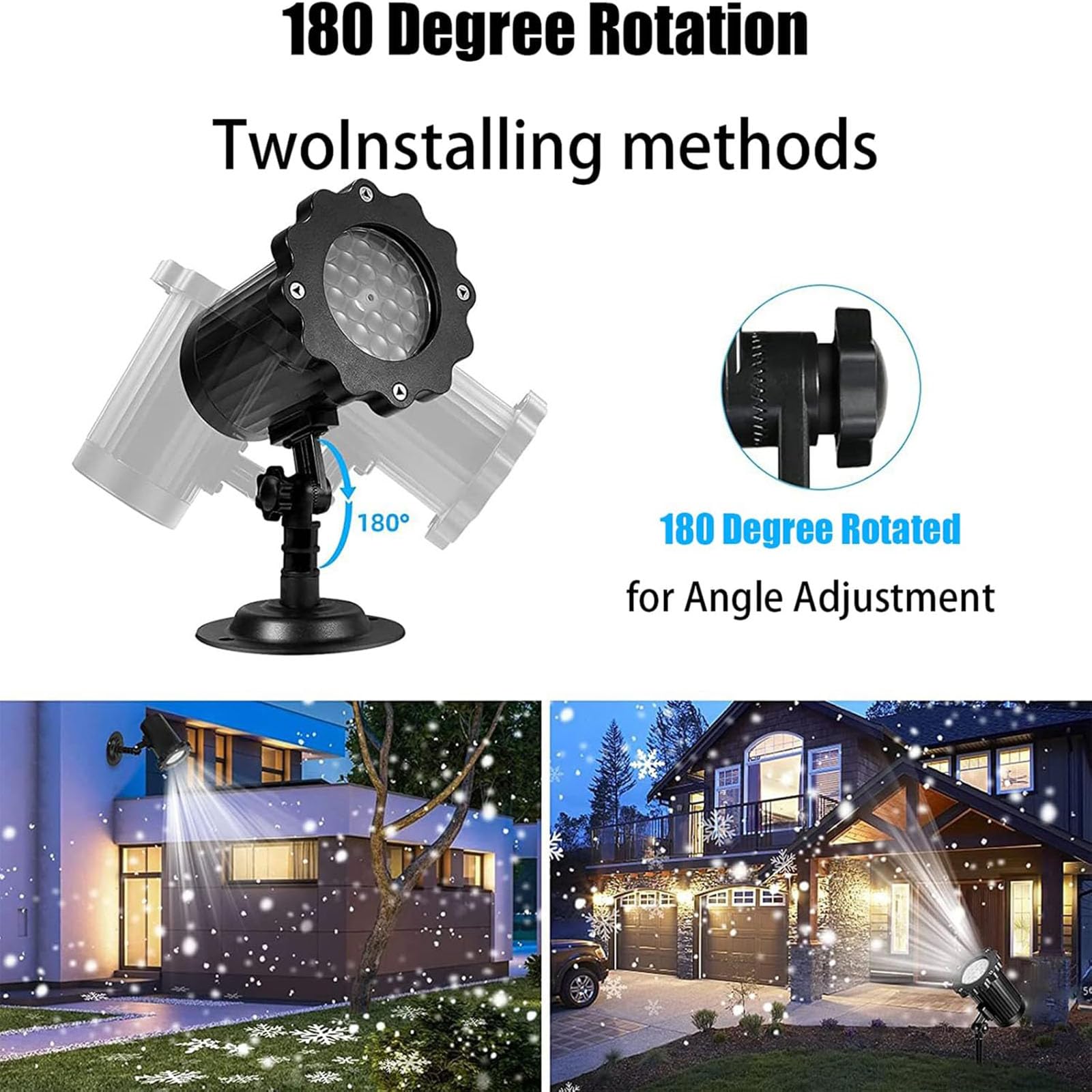 Luces de proyector de copo de nieve, luces de proyector de Navidad para exteriores, luz láser de nevadas en movimiento para exteriores e interiores para Navidad al aire libre