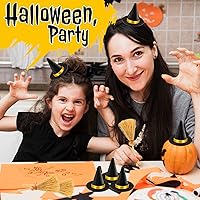 Vista 6 de Mini sombrero de bruja, 14/28/42/56 piezas de sombreros de bruja negros pequeños para manualidades, decoración de fiesta de Halloween