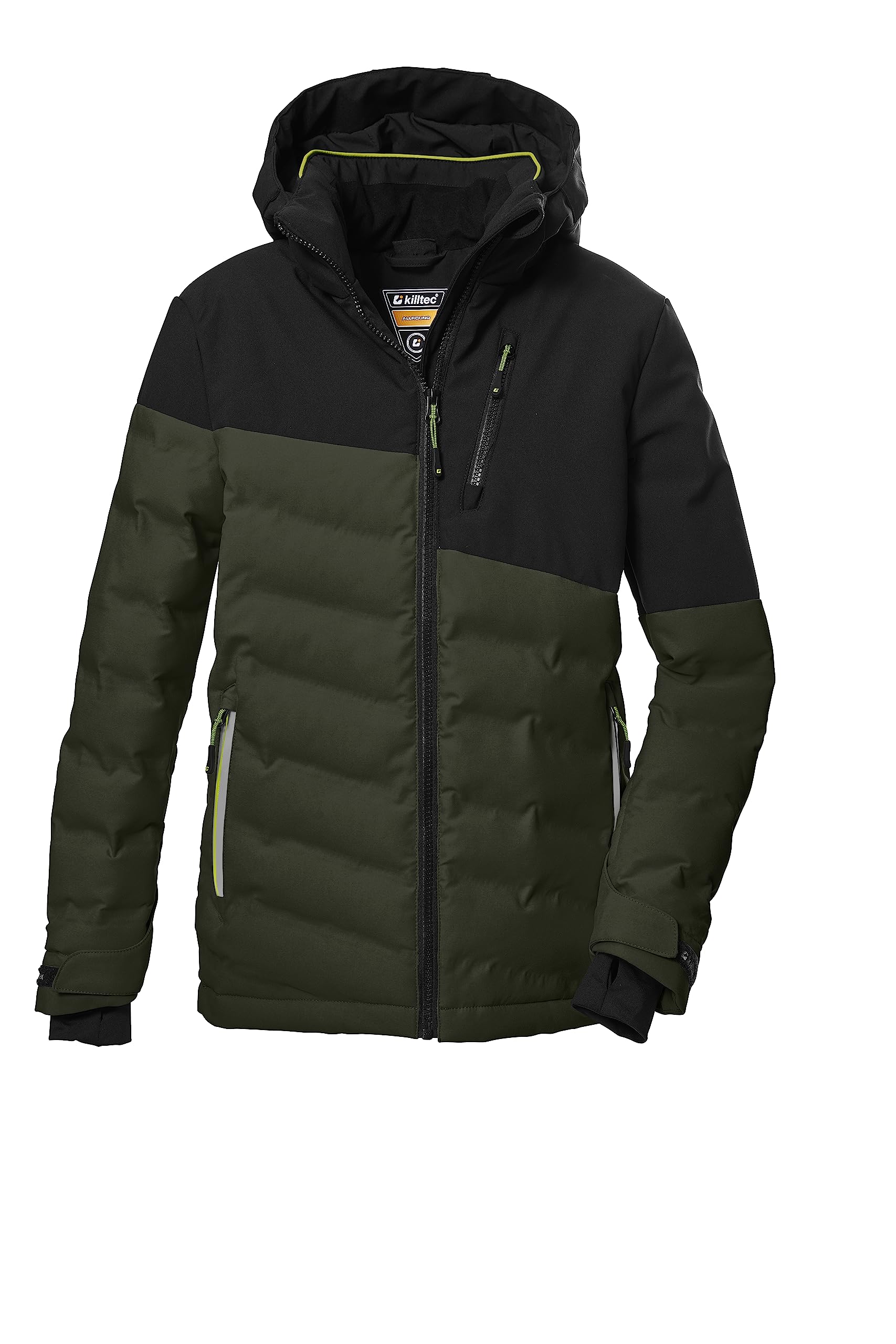 Killtec Jungen Skijacke/Steppjacke mit Kapuze und Schneefang KSW 172 BYS SKI QLTD JCKT, dunkeloliv, 152, 39894-000