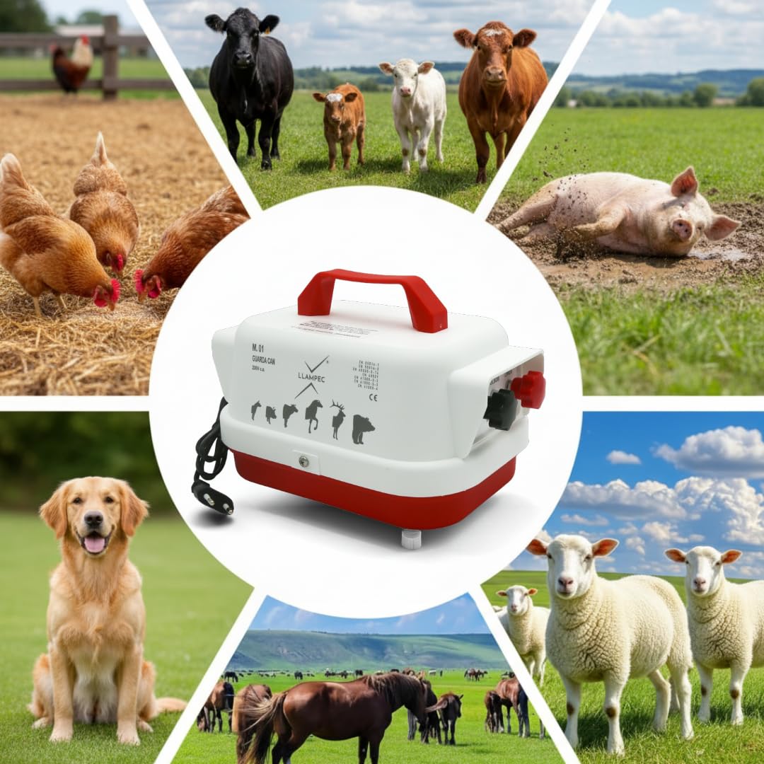 Llampec Pastor Eléctrico 01 Guarda Can con Conexión a Red 230v – 2,5 J - 9.000 V - 15 km de Alcance – Cerca eléctrica Para Perros, Caballos, Cerdos y Vacas – Fabricado en España