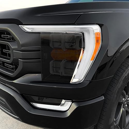 Miniatura 3 de SlickMod Tinte ahumado de vinilo precortado para faros delanteros Ford F150 2021-2023 (20% humo oscuro, 2. recortes de faros delanteros)
